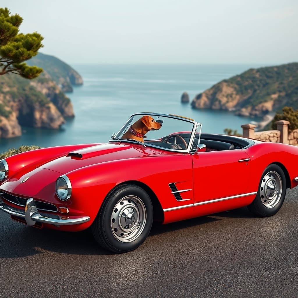Classic red sports car parked by the coast inspiration for car names