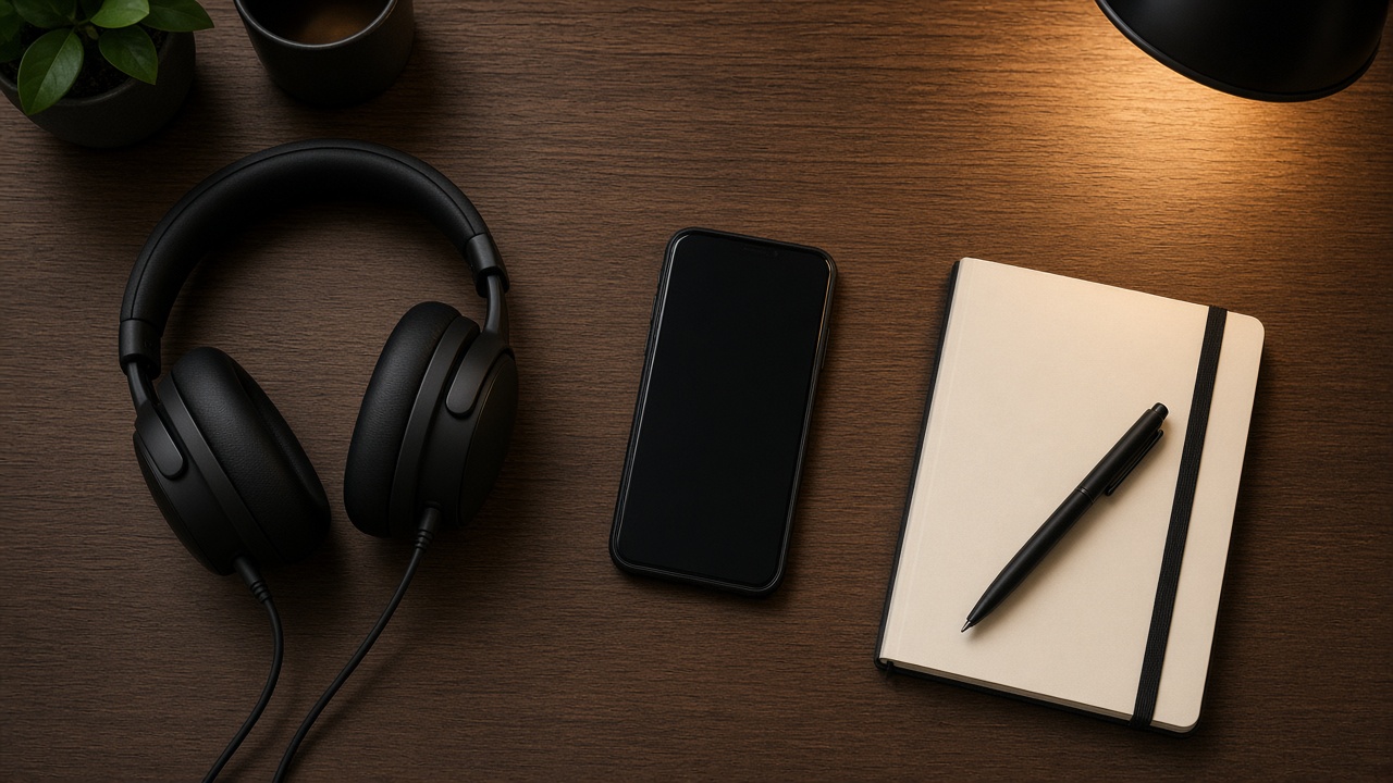Gaming headset and phone on a desk while planning a nickname
